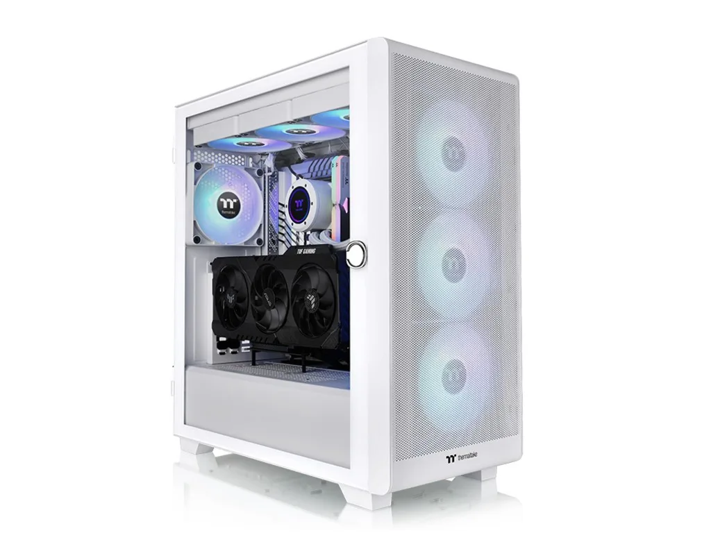 Thermaltake S250 TG ARGB SnowMid tower case, white,4x CT120 ARGB white fans - slika 2