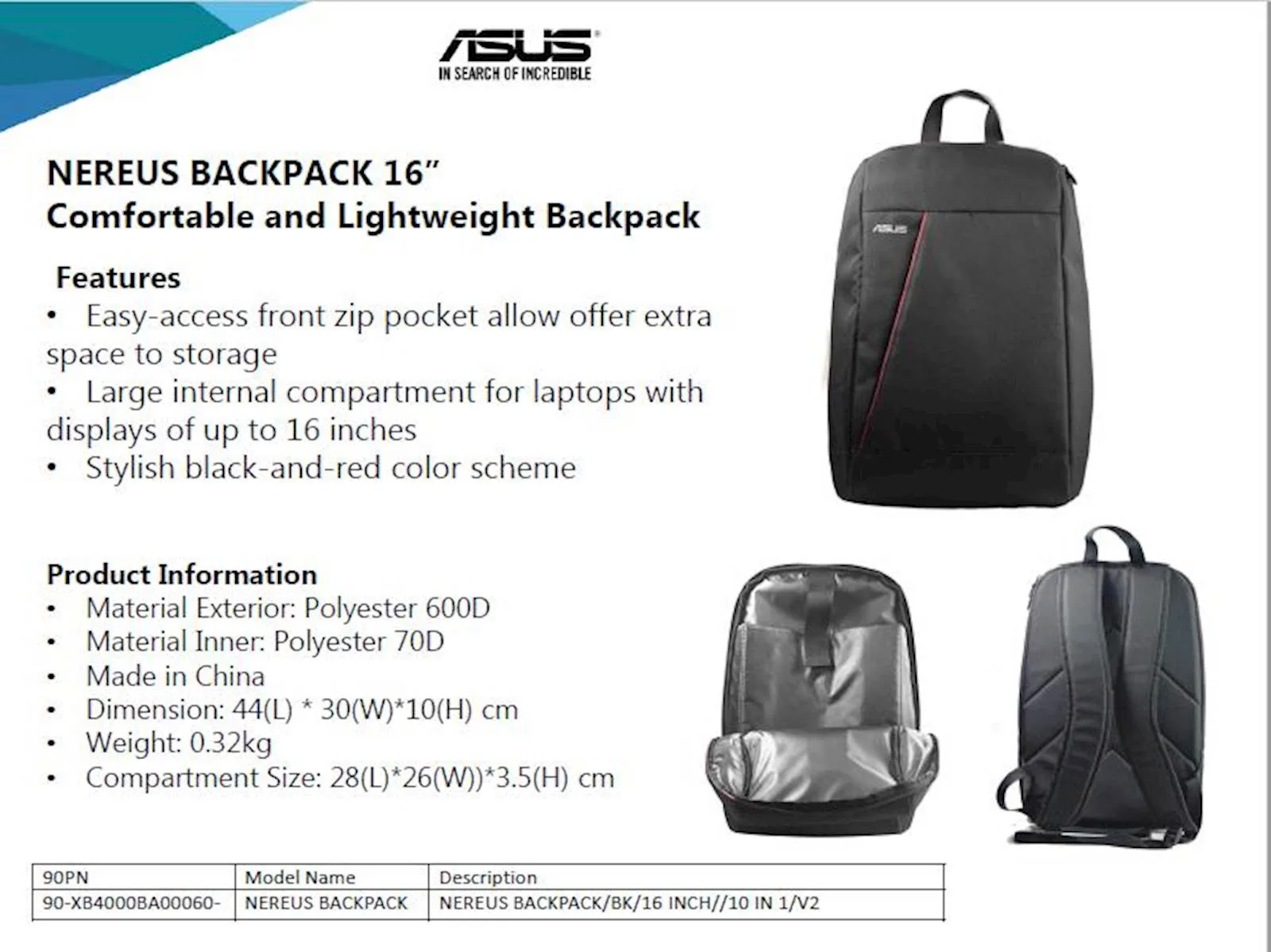 Ruksak ASUS NEREUS 2.0 AP1602 16" Siva - slika 4
