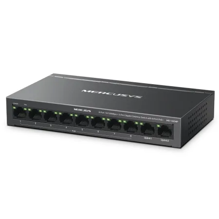 Mercusys MS110CMP 10-Port 10/100Mbps Desktop Switch with 8-Port PoE+, 8 x 10/100 Mbps PoE+ Ports, 2 x Gigabit non-PoE Ports, 115 W PoE Power, Increases PoE transmission distance to 250m by Extend Mode - slika 3