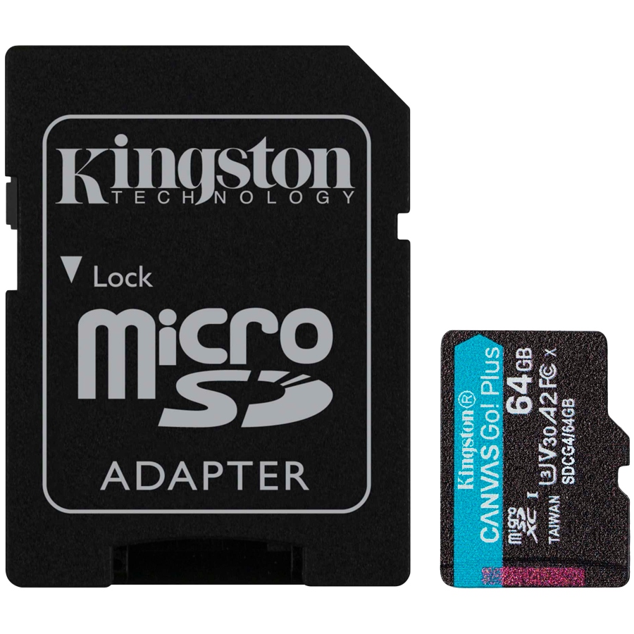Kingston microSD 64GBCanvasGoPlus, Gen4r/w:200MB/s/160MB/s,with adapter - slika 2