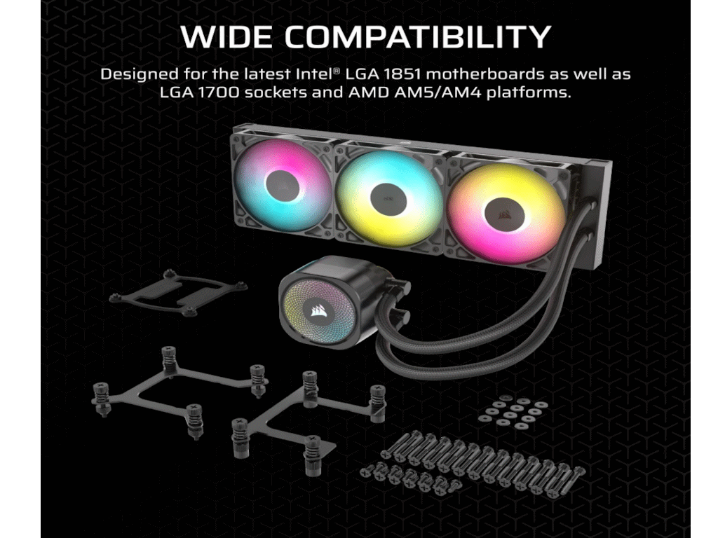 CORSAIR NAUTILUS 360 RS AIOLiquid CPU Cooler, Black,RS120LGA1851, LGA1700, AM5, AM4 - slika 2