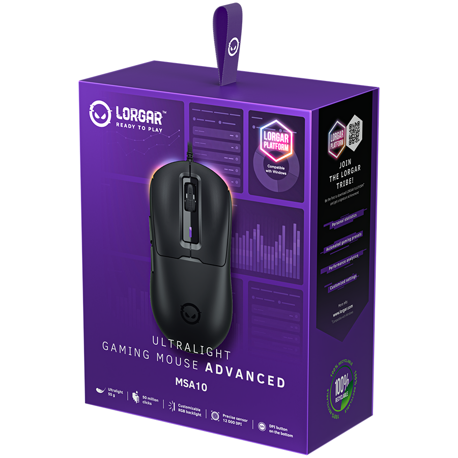LORGAR MSA10, Ultralight Wired Gaming Mouse Advanced, black - slika 8