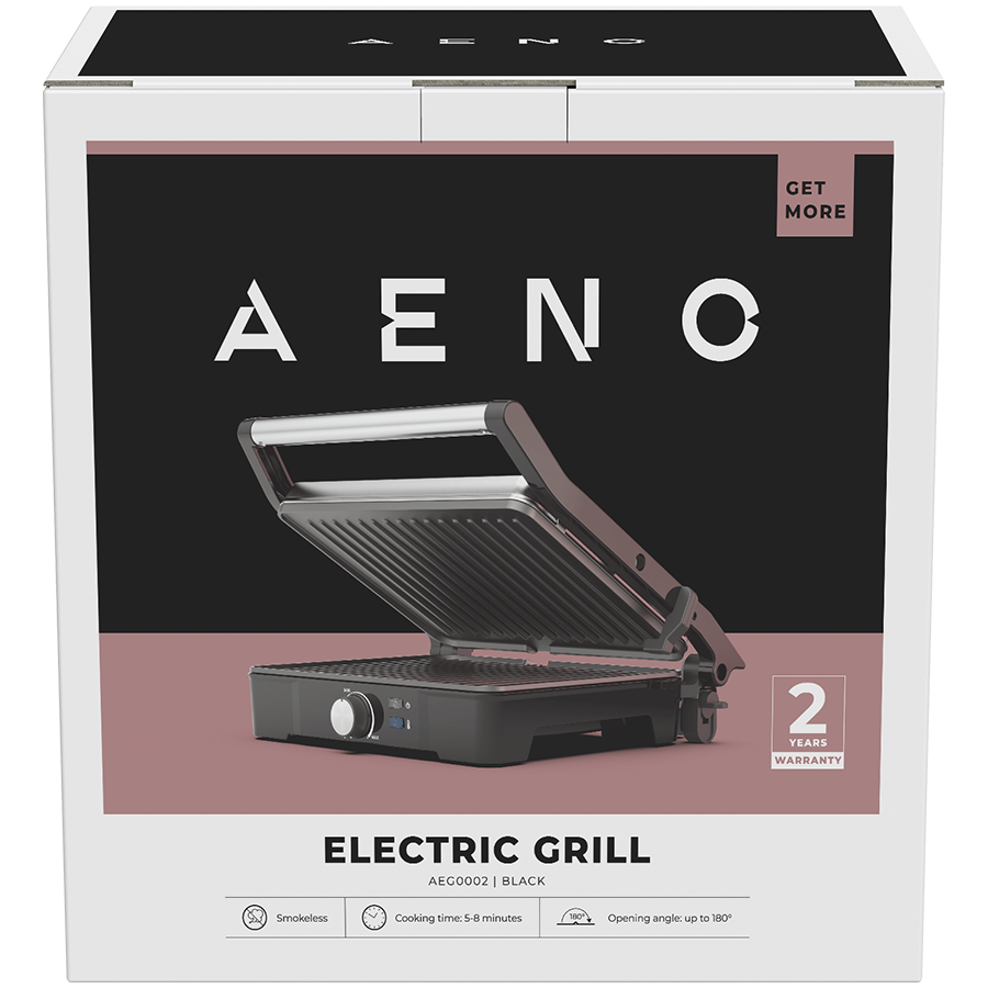 AENO Electric Grill EG2: 2000W, Temperature regulation, Max opening angle -180°, Plate size 290*234mm - slika 5