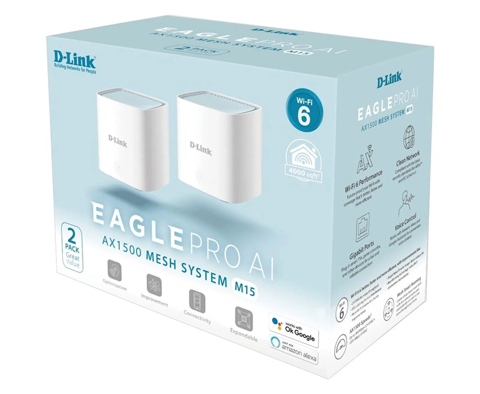 Mesh DLINK X1500 M15-2,  2-Pack, WiFi 6 - slika 4