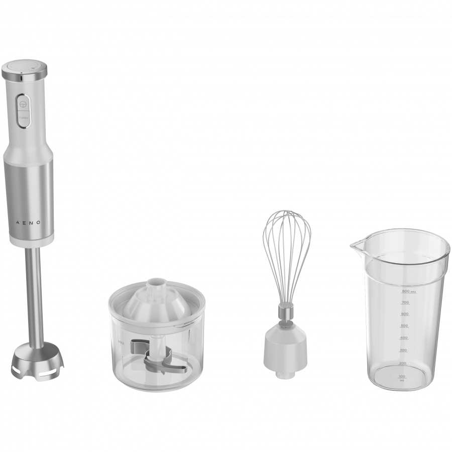 Hand Blender, 1200W in CB, White, Tiger Teeth Cutter, Whisk, Food Processor, Cup - slika 2