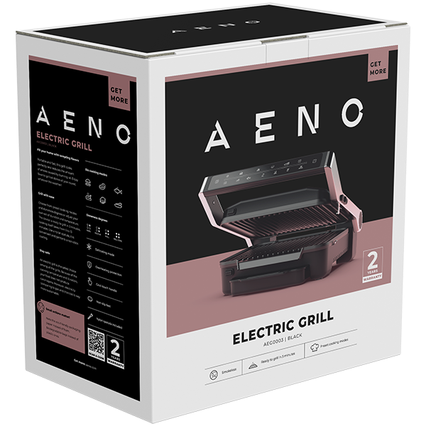 AENO Electric Grill EG3: 2000W, 7 automatic programs +Manual mode, 4 Degrees of Roast, Color indication,  Removable plates Plate size 292*230mm - slika 4