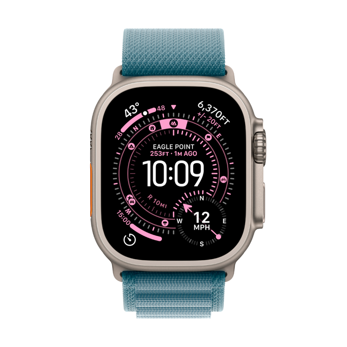 Apple Watch Ultra 3 Cellular 49mm Natural Titanium Case with Light Blue Alpine Loop - Large - slika 6