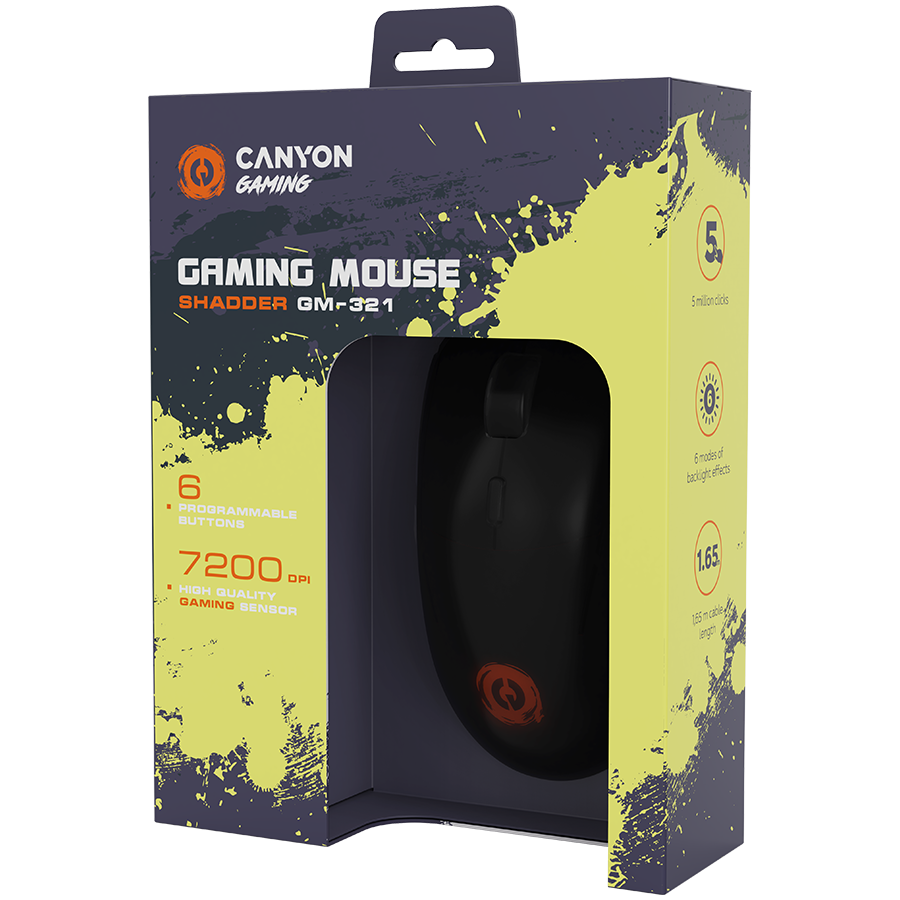 CANYON mouse Shadder GM-321 RGB 6buttons Wired Black - slika 6