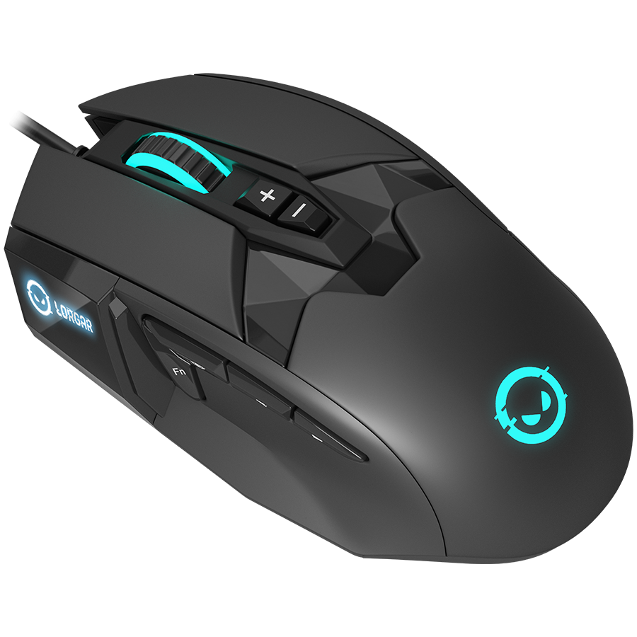 LORGAR Stricter 579, gaming mouse, 9 programmable buttons, Pixart PMW3336 sensor, DPI up to 12 000, 50 million clicks buttons lifespan, 2 switches, built-in display, 1.8m USB soft silicone cable, Matt - slika 2