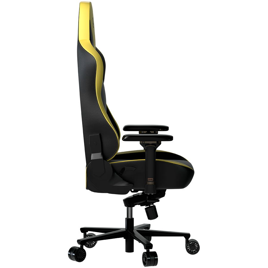 LORGAR Base 311, Gaming chair, PU eco-leather, 1.8 mm metal frame, multiblock mechanism, 4D armrests, 5 Star aluminium base, Class-4 gas lift, 75mm PU casters, Black + yellow - slika 3