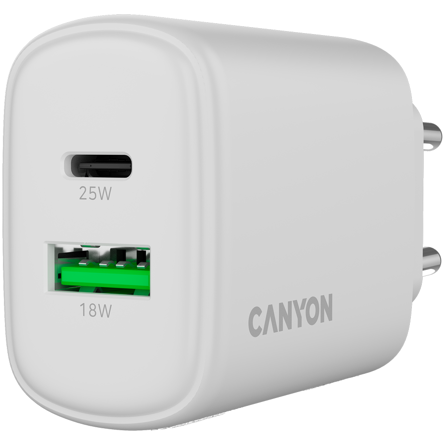 CANYON charger OnCharge 250 25W 1xPD 1xQC EU White - slika 5