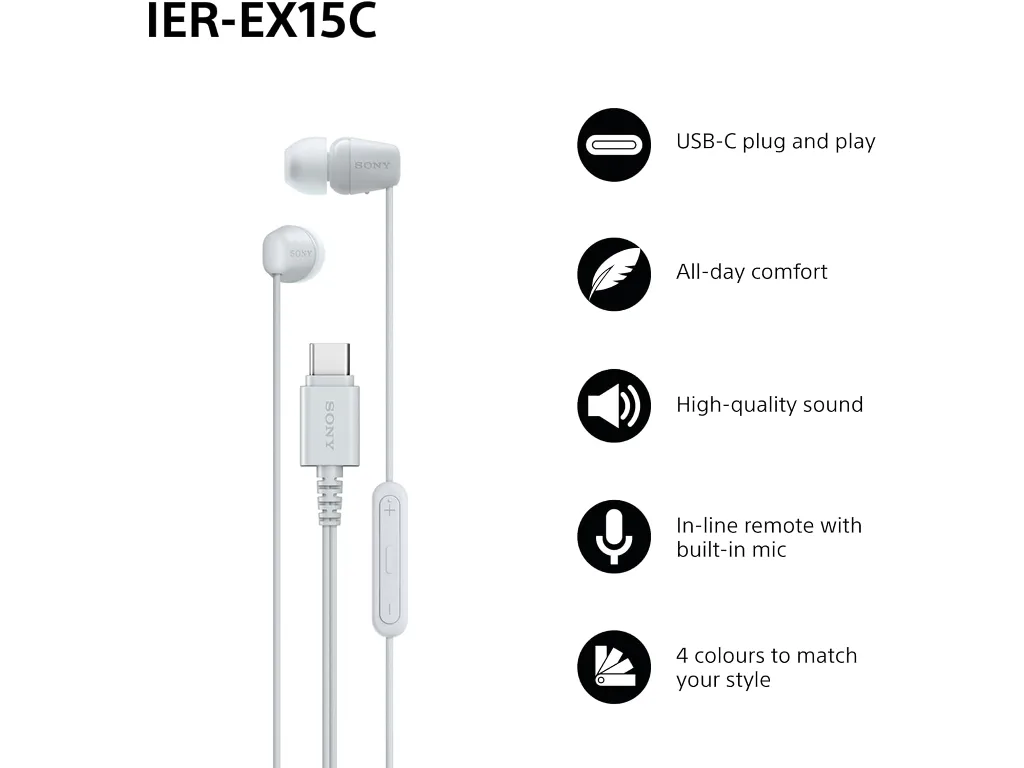 Sony in-ear USB-C slušalice boja bijela - slika 2