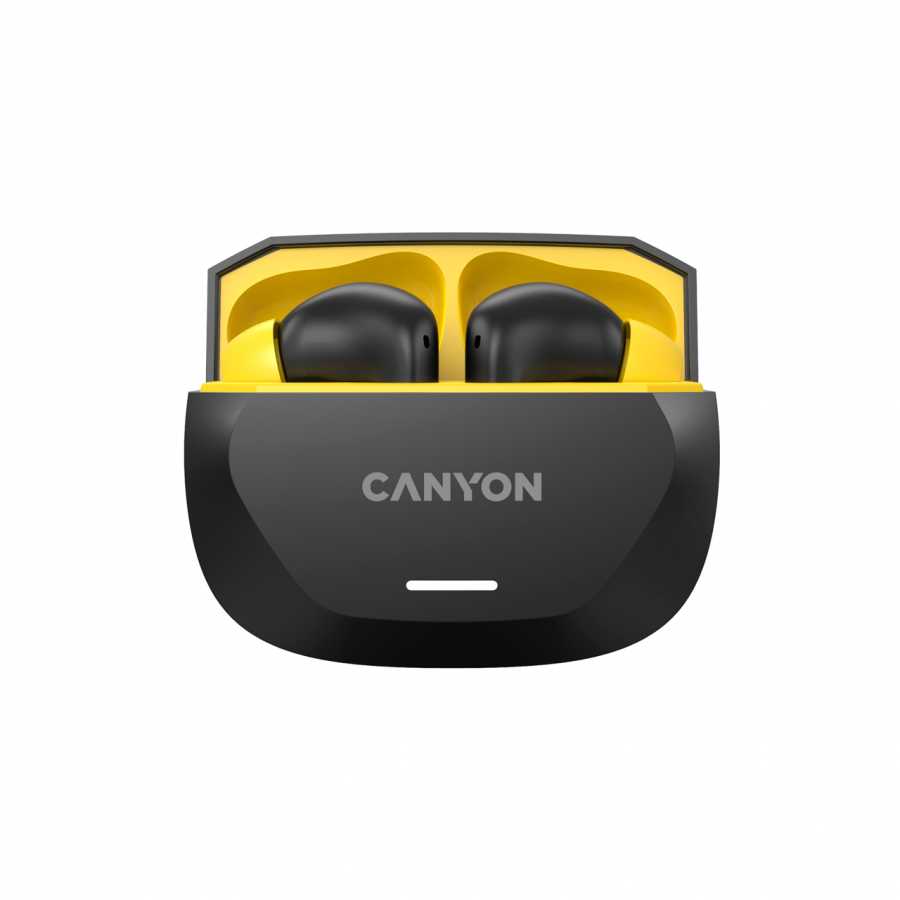 CANYON headset HEXAGON 7 TWS ANC+ENC Wireless Charge Black Yellow - slika 3