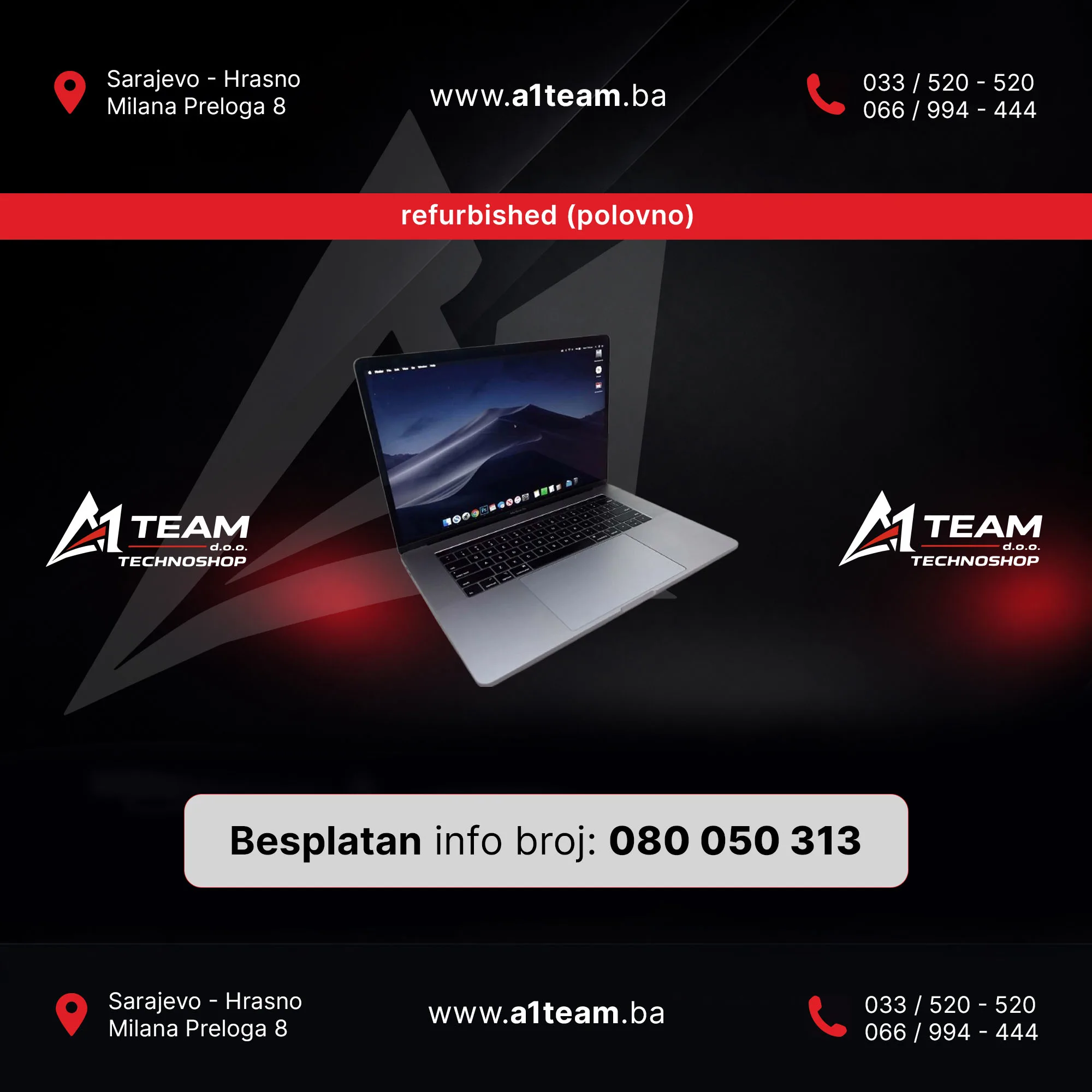 LAPTOP APPLE MACBOOK i9 9880H 16/1TB RADEON PRO 5500 REFURBISHED