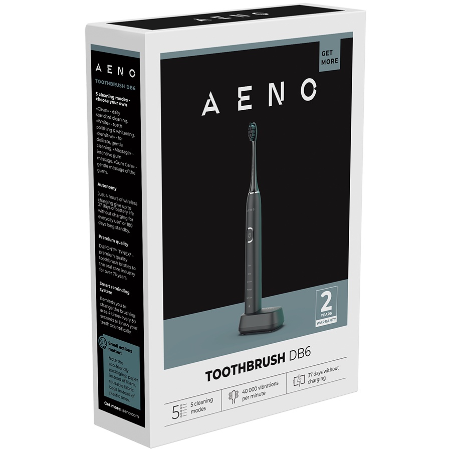 AENO Sonic Electric Toothbrush DB6: Black, 5 modes, wireless charging, 46000rpm, 40 days without charging, IPX7 - slika 8