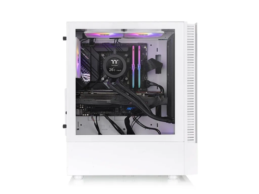 Thermaltake View 200 ARGB Snow Mid tower, tempered glass, 3x 120mm ARGB Lite fan - slika 3