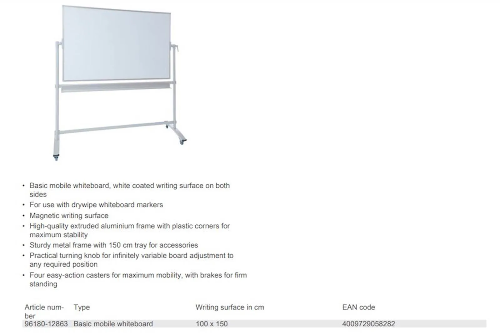 Dahle mobilna tabla 100 cm x 150 cm - slika 6