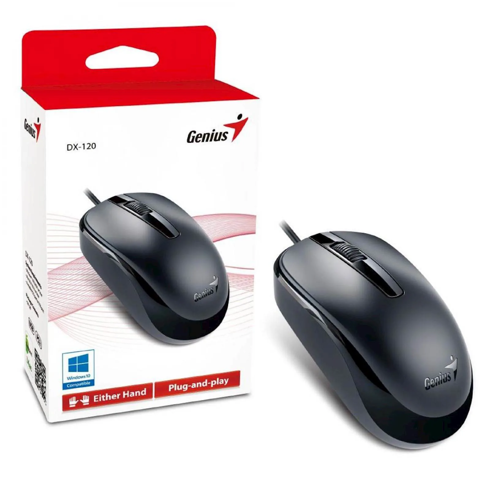 Genius miš DX-120 USB, optički, 1200 DPI, 1.5 m, 3 tipke, 85g, crni - slika 3