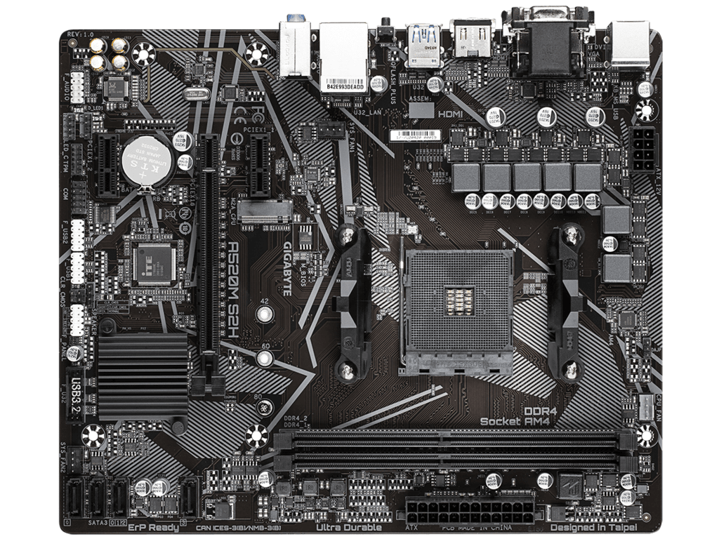 Gigabyte A520M S2H 1.2;AM4; 2xDDR4; M.2, 4xSATA;VGA, DVI, HDMI; 6xUSB; mATX; - slika 3