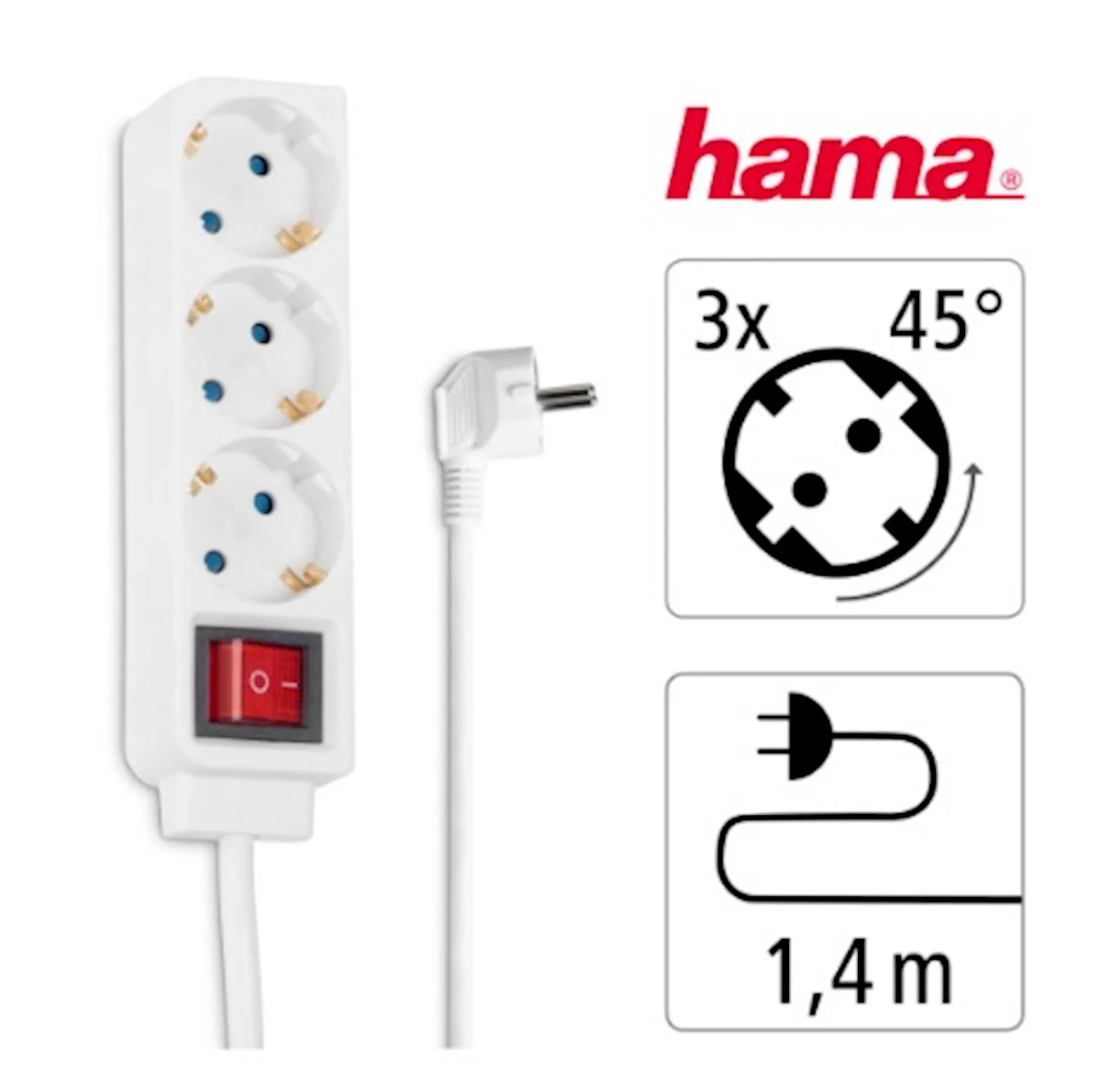 Produžni kabl HAMA bijeli, 3 utičnice, 1,4m - slika 5