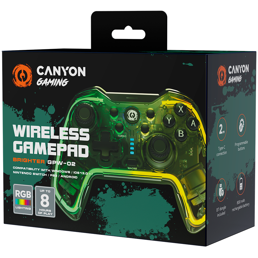 CANYON gamepad Brighter GPW-02 BT+Dongle Wireless Crystal - slika 5