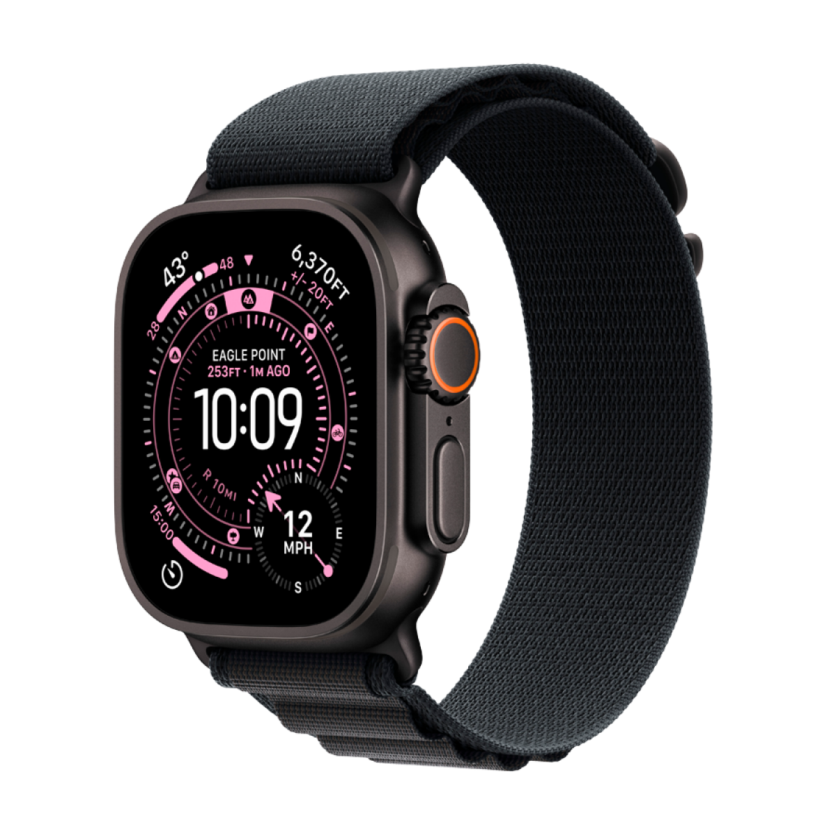 Apple Watch Ultra 3 Cellular 49mm Black Titanium Case with Black Alpine Loop - Large - slika 5
