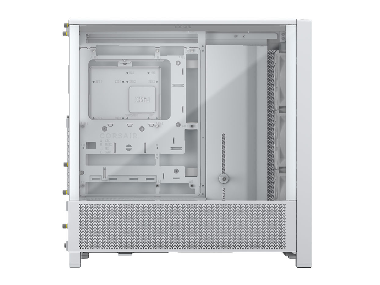 CORSAIR FRAME 4000D RS Case3xRS120 fans, 360mm radiator170mm cooler, 430mm GPU, ATX, White - slika 2
