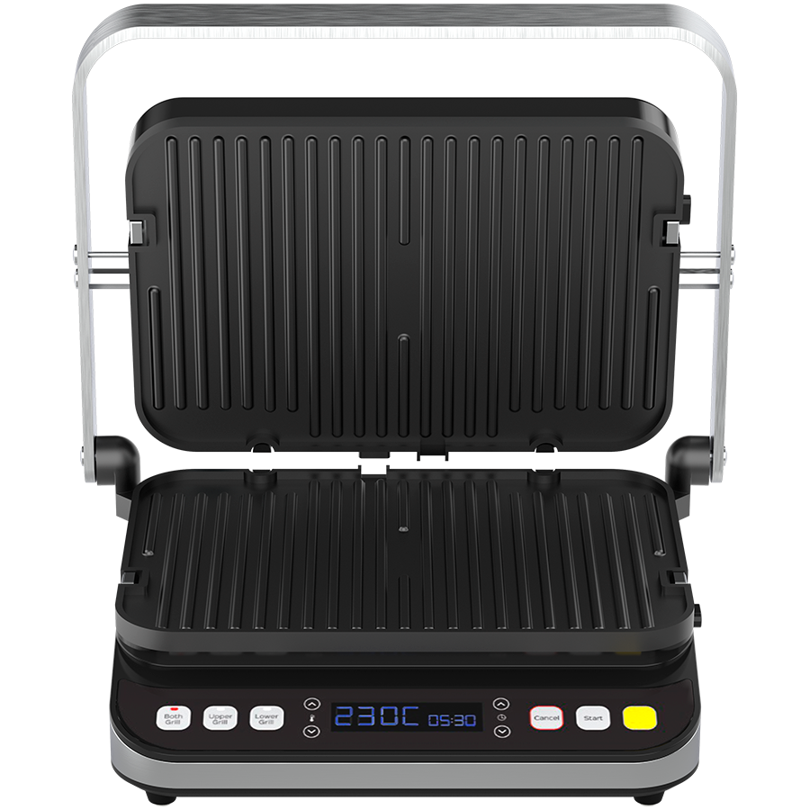 AENO ''Electric Grill EG1: 2000W, 3 heating modes - Upper Grill, Lower Grill, Both Grills  Defrost, Max opening angle -180°, Temperature regulation, Timer, Removable double-sided plates, Plate size 32 - slika 3