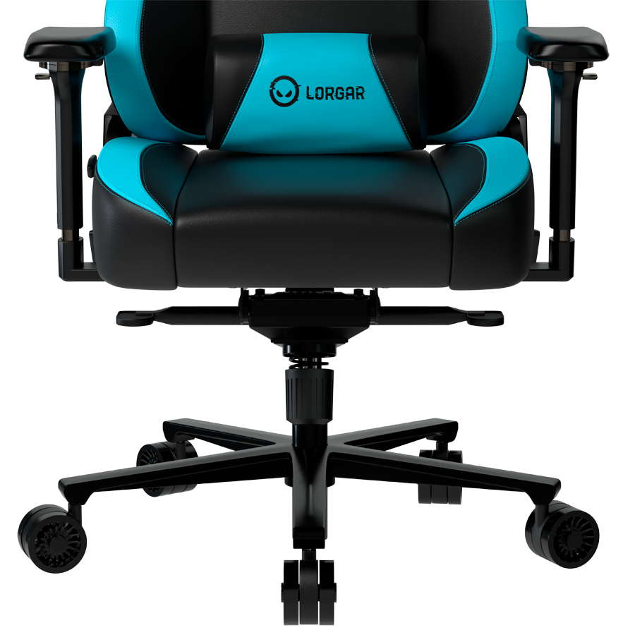 LORGAR Base 311, Gaming chair, PU eco-leather, 1.8 mm metal frame, multiblock mechanism, 4D armrests, 5 Star aluminium base, Class-4 gas lift, 75mm PU casters, Black + blue - slika 6