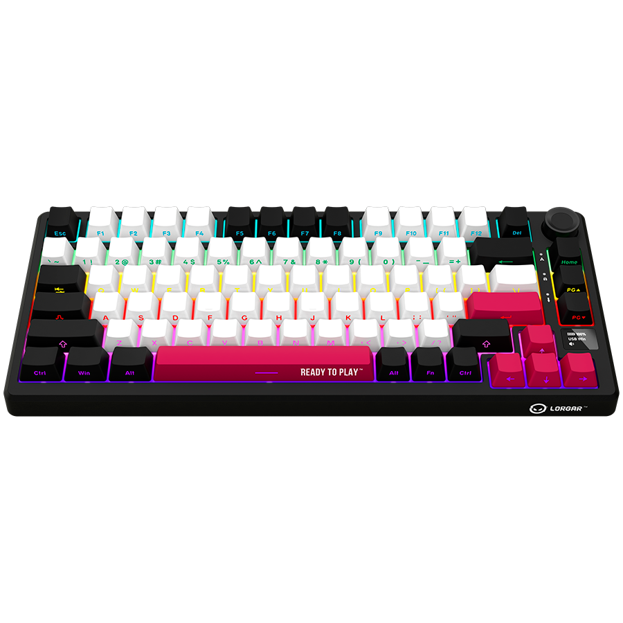 LORGAR KBP7075W, Wireless 75% Mechanical Gaming Keyboard Pro, Black/red, EN layout - slika 3