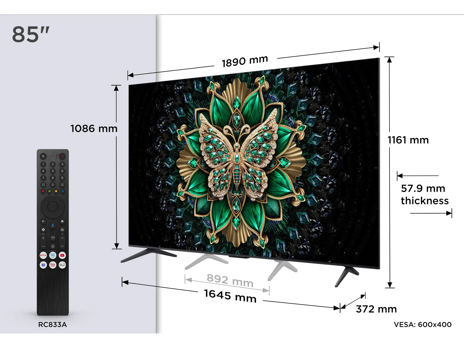 TCL 85"C6K 4K QD-Mini LED TV144Hz Google TV; Game Master;Dolby Atmos; Onkyo 2.1; HDR Premium; - slika 2