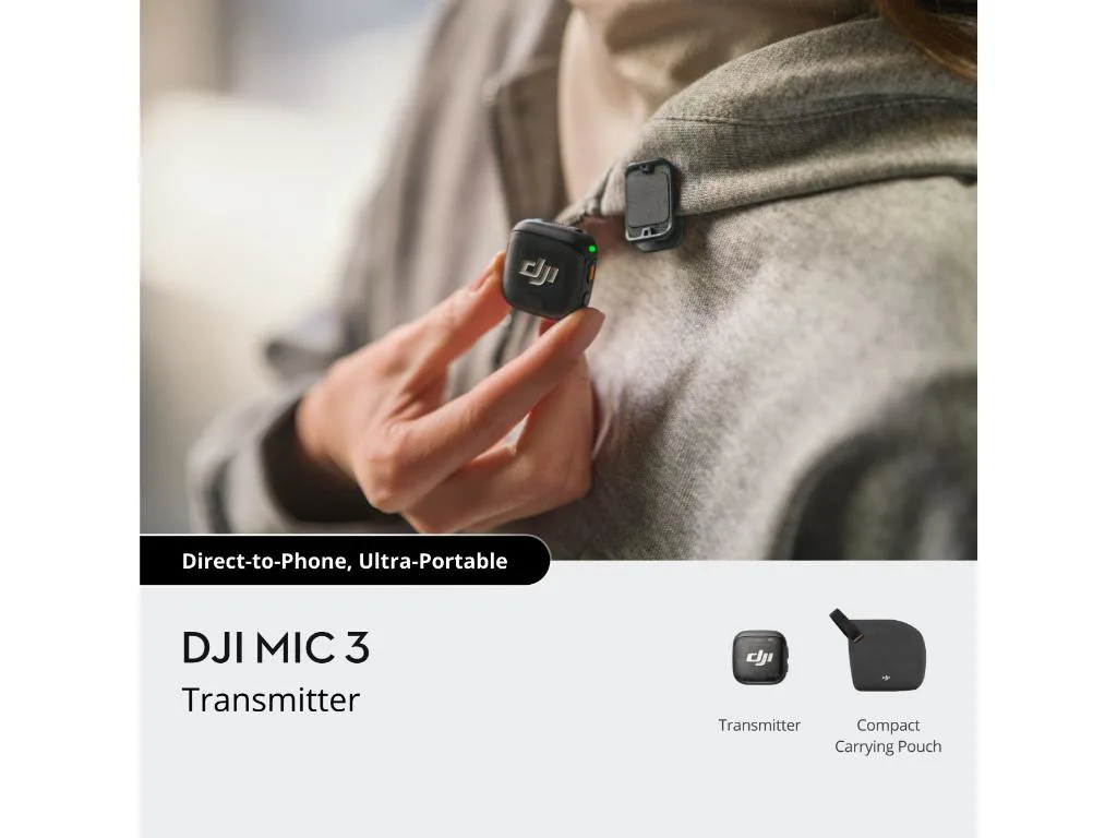 DJI Mic 3 TransmitterMikrofon,prijenos do 250m,5.5hsnimanje,48kHz 24 zvuk,8GB pohrana - slika 5