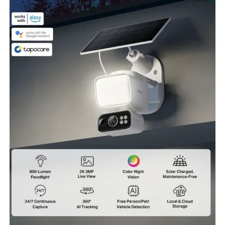 TP-Link Outdoor Solar-Powered Wi-Fi Floodlight Pan/Tilt Camera Tapo C615F KIT - slika 2