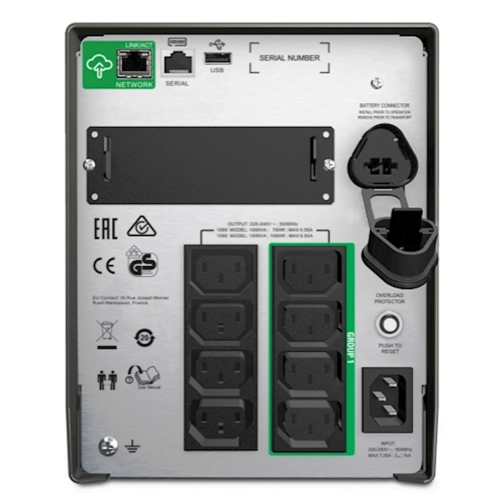Smart-UPS APC,1000VA, Tower, 230V, 8x IEC C13, SmartConnect Port+SmartSlot, AVR, LCD - slika 6