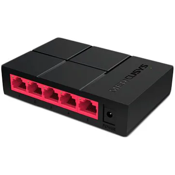 Mercusys MS105G 5-Port 10/100/1000 Mbps Desktop Switch, 5 x 10/100/1000 Mbps RJ-45 ports with auto MDI/MDIX supported, compact design, Plug and Play, Green Ethernet, Plastic Case - slika 2