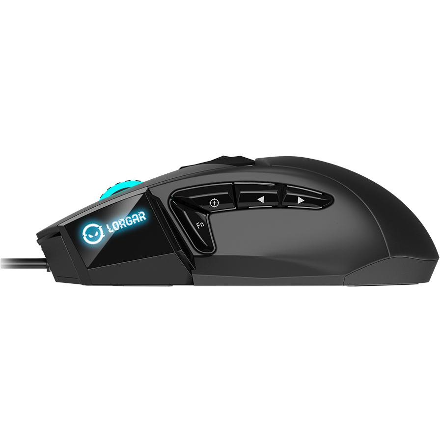 LORGAR Stricter 579, gaming mouse, 9 programmable buttons, Pixart PMW3336 sensor, DPI up to 12 000, 50 million clicks buttons lifespan, 2 switches, built-in display, 1.8m USB soft silicone cable, Matt - slika 4