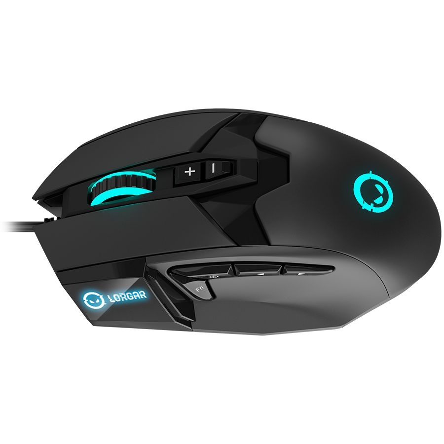 LORGAR Stricter 579, gaming mouse, 9 programmable buttons, Pixart PMW3336 sensor, DPI up to 12 000, 50 million clicks buttons lifespan, 2 switches, built-in display, 1.8m USB soft silicone cable, Matt - slika 3