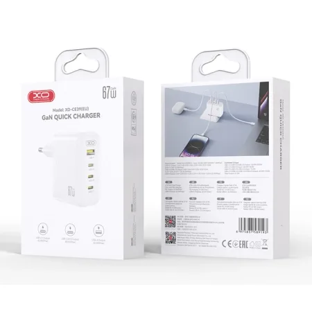 XO Charger CE39 3x USB-C + USB-A 67W Fast Charger - slika 4
