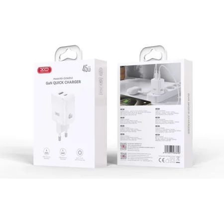 XO Charger CE36 45W Dual USB A +Type-C Fast Charger + Type-C cable - slika 3