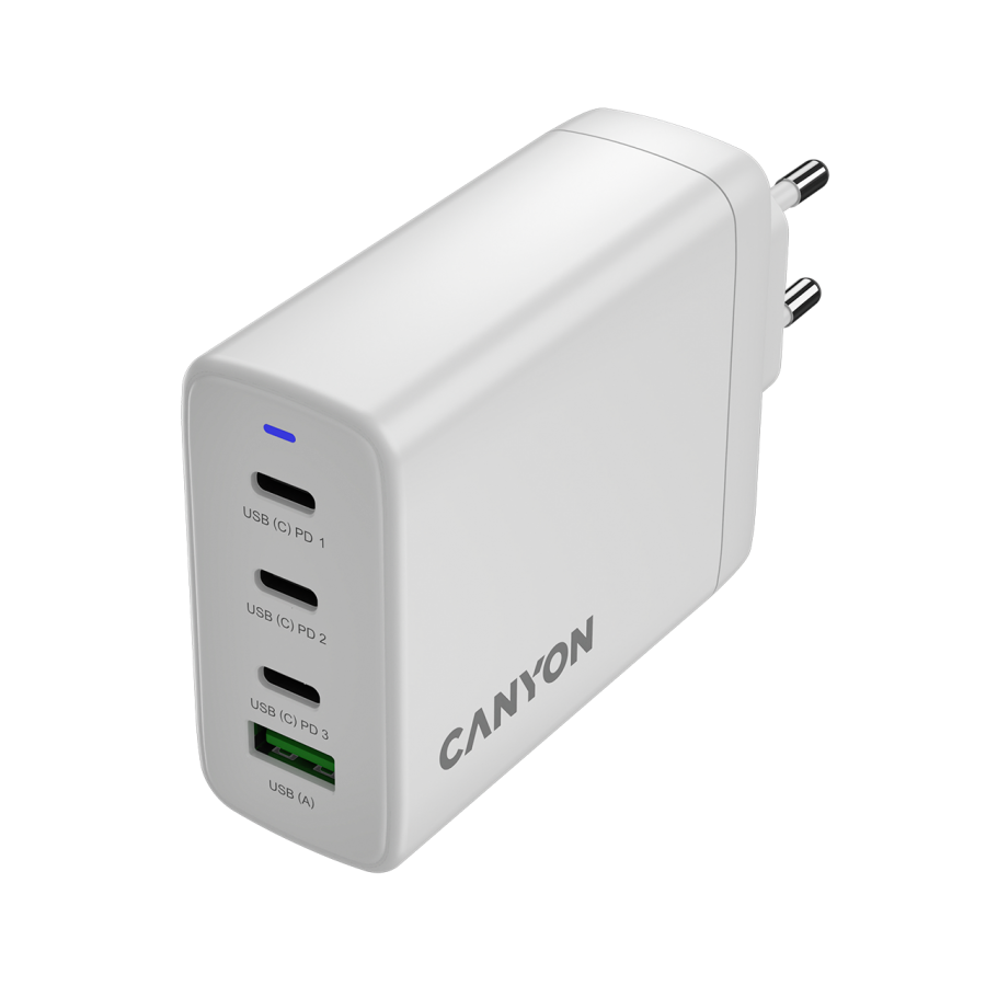 CANYON charger OnCharge 120 GAN Total 120W MAX 3 USB-C +1 USB-A White EU plug - slika 4