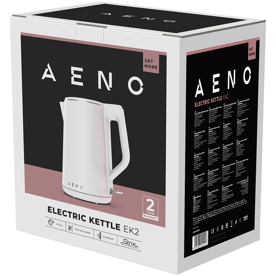 AENO Electric Kettle EK2: 1850-2200W, 1.5L, Strix, Double-walls, Non-heating body, Auto Power Off, Dry tank Protection - slika 4