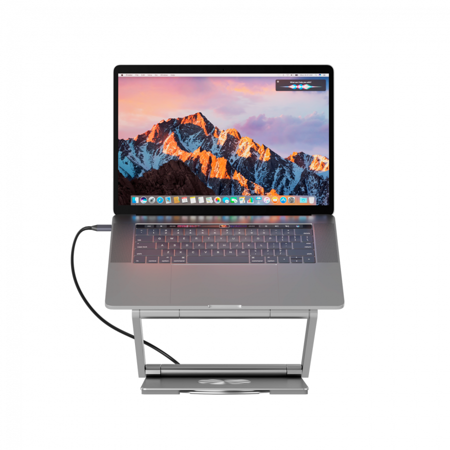 Canyon Laptop stands with hub, TYPE C F to HDMI2.0+2USB3.0+USBC3.0+RJ45+PD, TYEP C TO C cable 1m white with Emarker: HUSB332A, Material: Aluminum case+ABS+PS, Size: 245x240x27.2+/-0.3mm, Weight:1304g - slika 6