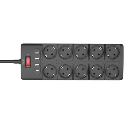 Well Produžni kabl sa prenaponskom zaštitom 10 utičnica, USB izlazima, 2m EXTS-10S2M-PROT - slika 2