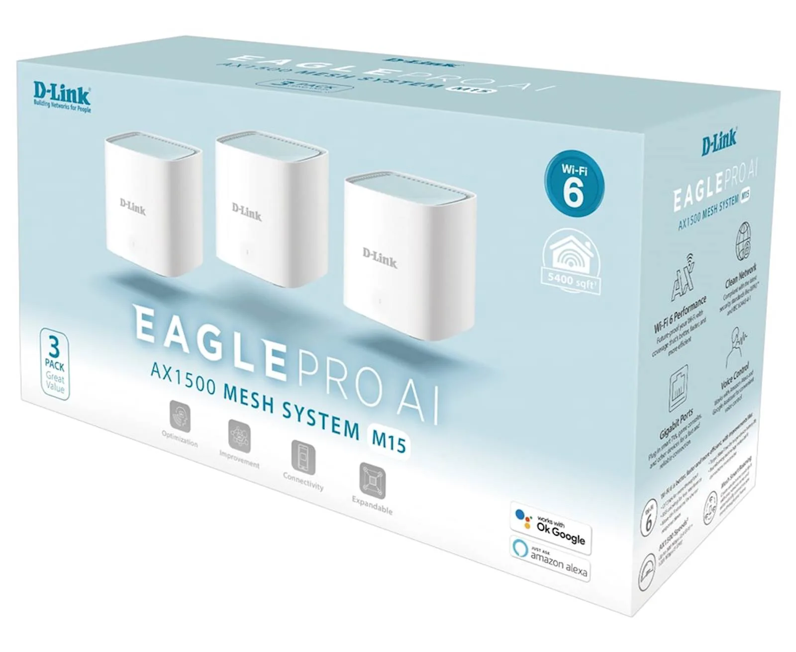 Mesh DLINK X1500, M15-3 WiFi 6,  3-Pack - slika 4