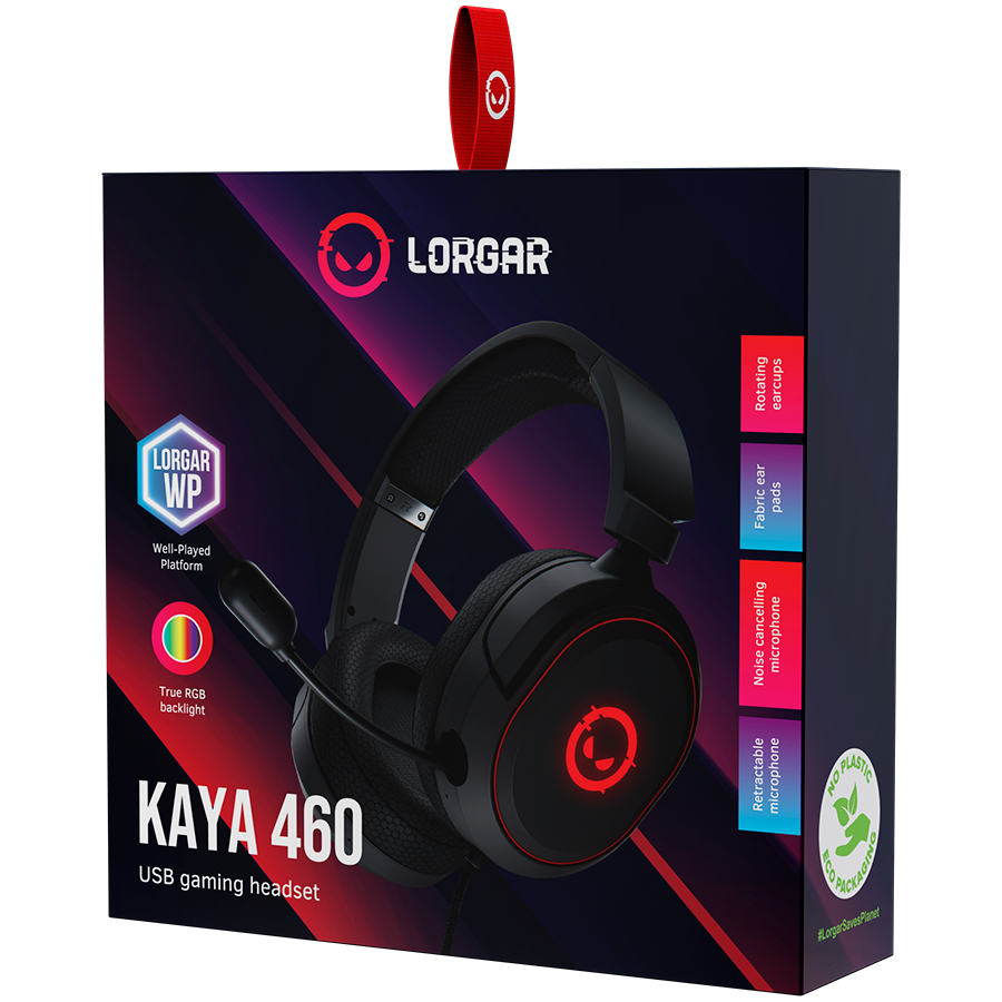 LORGAR Kaya 460, USB Gaming headset with microphone, CM108B, RGB backlight, Plug&Play, USB-A connection cable 2m, fabric ear pads, size: 192*184.7*88mm, 0.329kg, black - slika 6