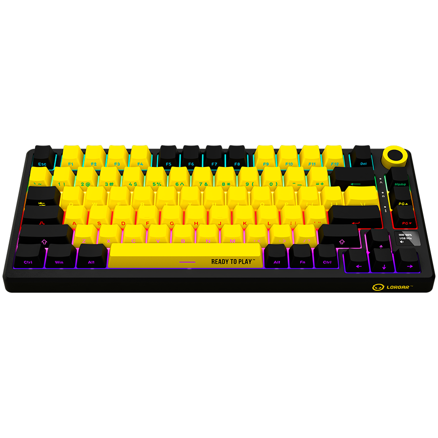 LORGAR KBP7075W, Wireless 75% Mechanical Gaming Keyboard Pro, Black/yellow, EN layout - slika 3