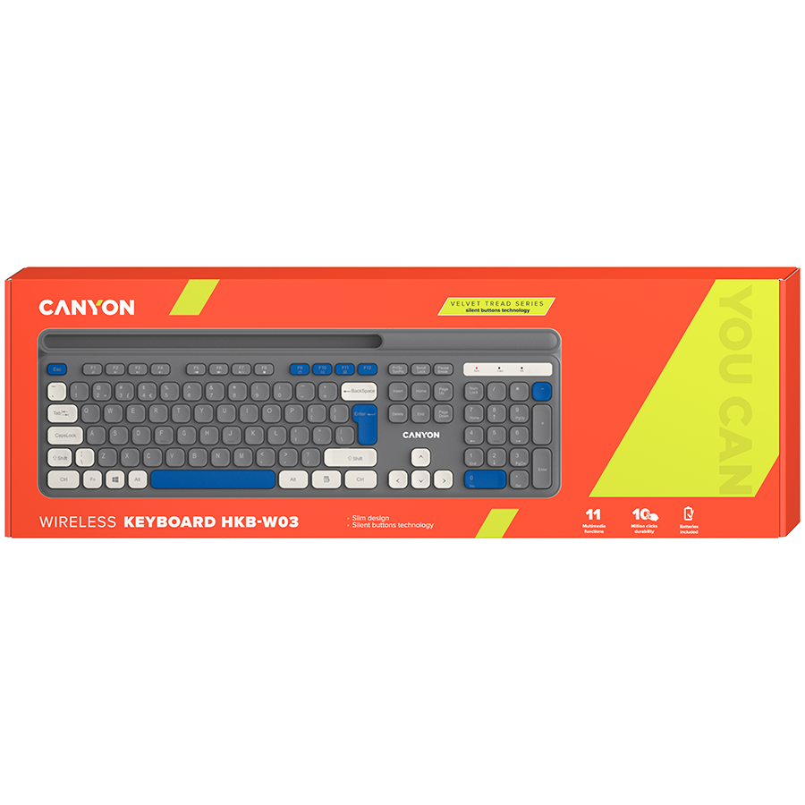 CANYON keyboard HKB-W03 EN AAA Wireless Grey - slika 8