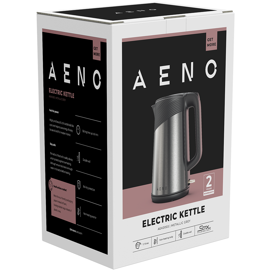 AENO Electric Kettle EK3: 1850-2200W, 1.7L, Strix, Double-walls, Non-heating body, Auto Power Off, Dry tank Protection - slika 5