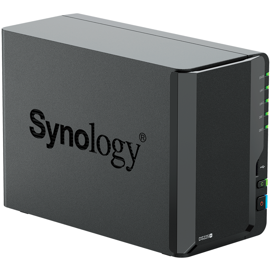 Synology DS225+, Tower, 2-bays 3.5'' SATA HDD/SSD, CPU Inte Celeron J4125 4-core (4-thread) 2.0 GHz, burst up to 2.7 GHz, 2 GB DDR4 non-ECC (expandable up to 6 GB), 1xRJ-45 1GbE LAN, 1xRJ-45 2.5 GbE L - slika 5