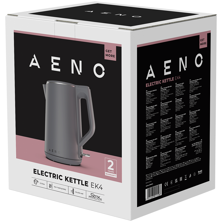 AENO Electric Kettle EK4: 1850-2200W, 1.5L, Strix, Double-walls, Non-heating body, Auto Power Off, Dry tank Protection - slika 5